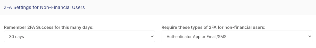 The 2FA methods available in FlowLogic