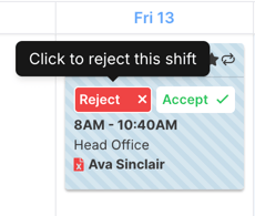 How do staff accept or reject shifts? - Rejecting a Shift