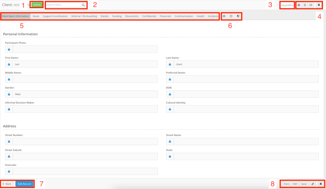 How do I find and open a client record in the Client Section? - Client Filter