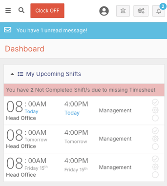 How do I clock on and off a shift in the mobile app? - Step 1: Clock On (3)