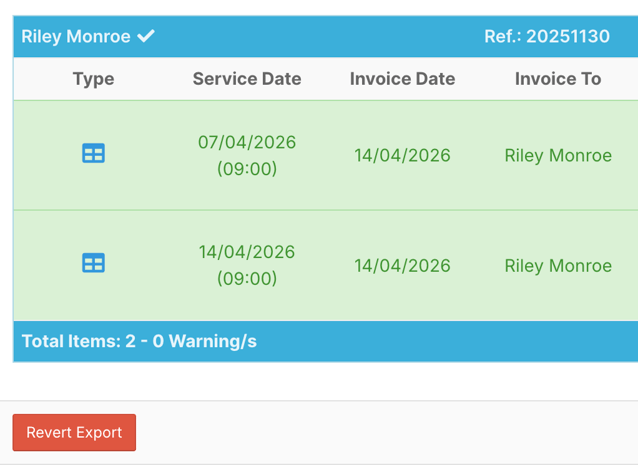 How do I export invoices? - Reverting an Export