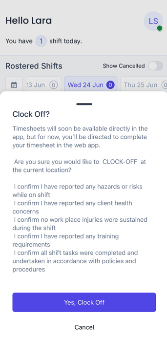 How do I get started with the FlowLogic Workforce app? - Clocking On for a Shift (2)