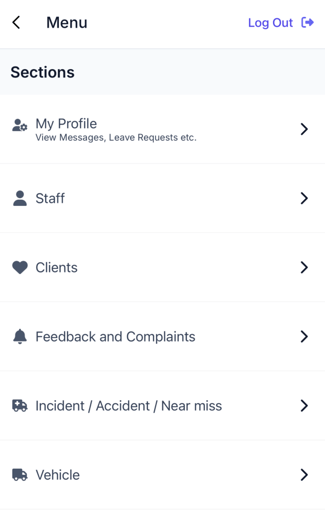 What can I do in the FlowLogic Workforce mobile app? - The Menu