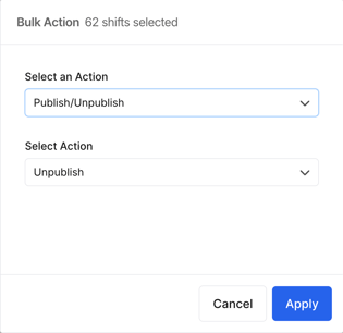 How do I publish shifts so staff can see them? - Option 2 - Bulk Actions Tool (2)