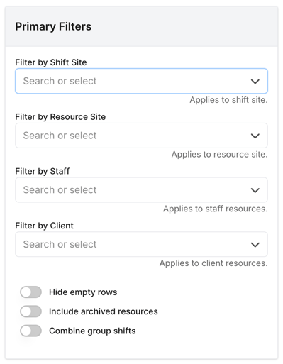 How do I find my way around the Roster Schedule? - Filters