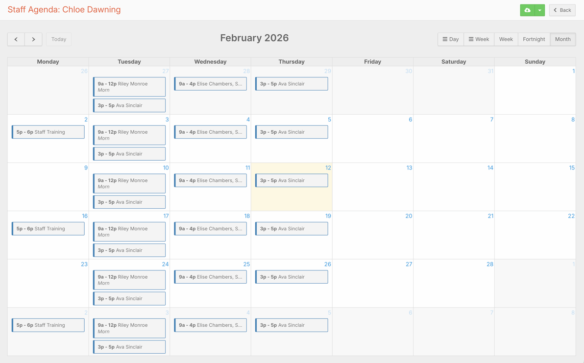 How do I find my way around the Roster Schedule? - Agenda View