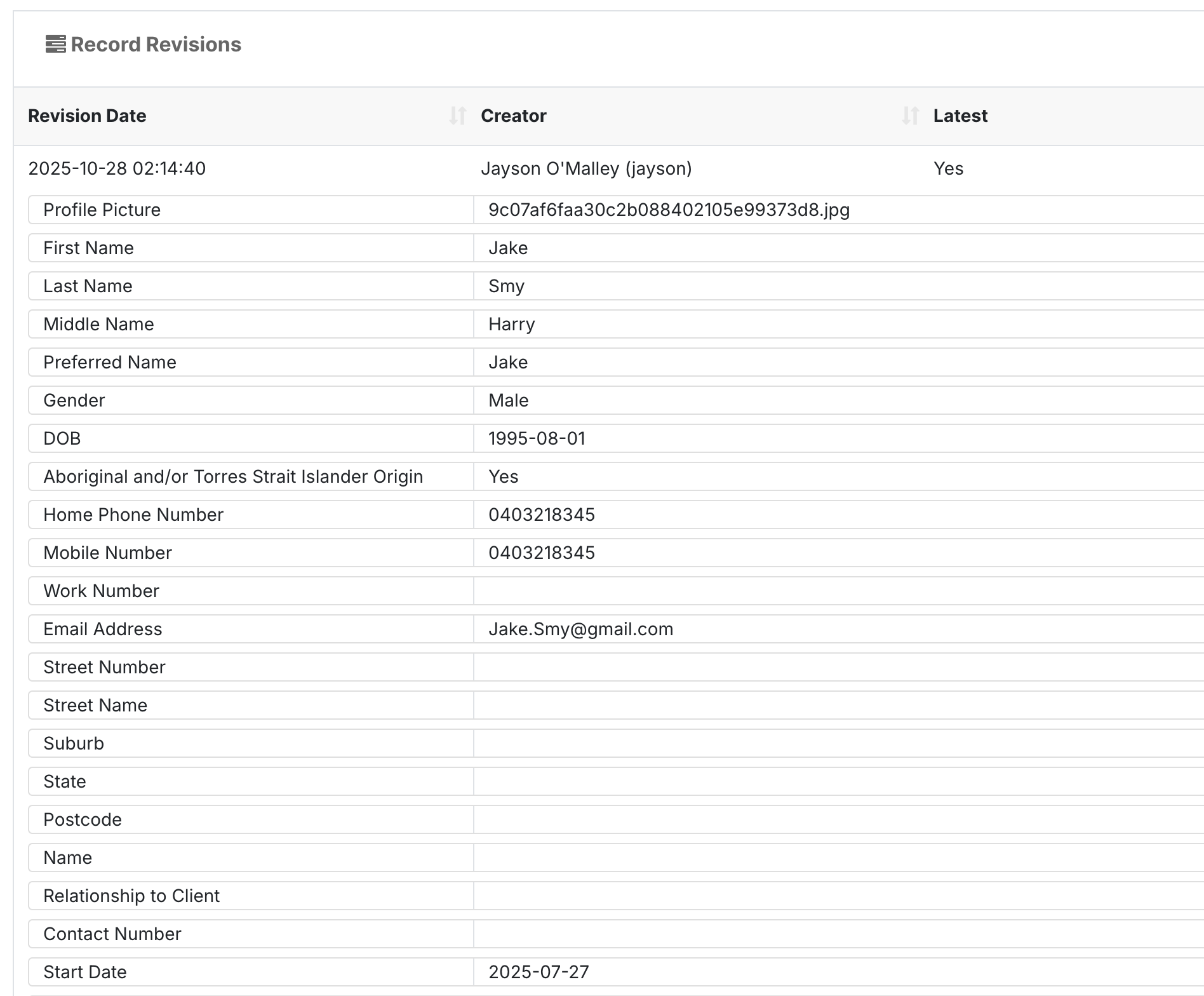 How do I see what changed on a record? - Step 4 - Expand a Revision