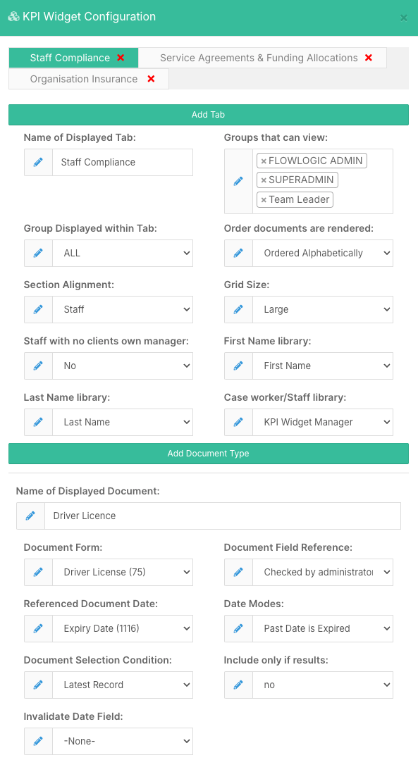 How do I set up the KPI Widget to track compliance documents? - Opening the Configuration Screen (2)