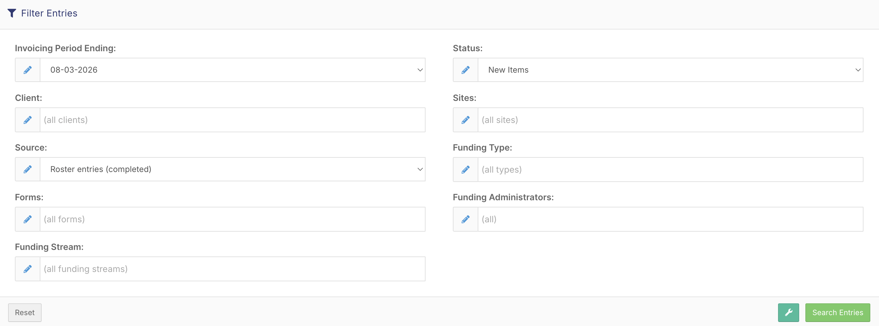 How do I export Support at Home invoices? - Step 5 - Apply Additional Filters