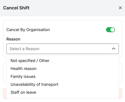 How do I cancel a shift? - Organisation Cancellations