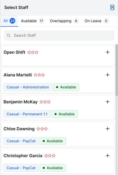 How do I check staff availability when rostering? - Finding Available Staff