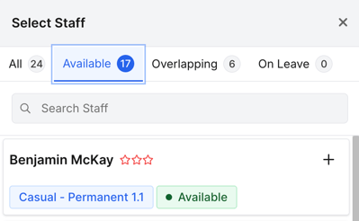How do I check staff availability when rostering? - Additional Staff Filters