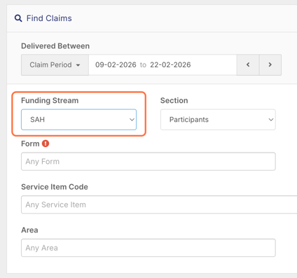 How do I claim Support at Home services through the Funding Exchange? - Step 2 - Change Funding Stream