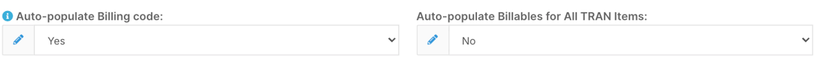 How do I add transport billing codes automatically? - Setup