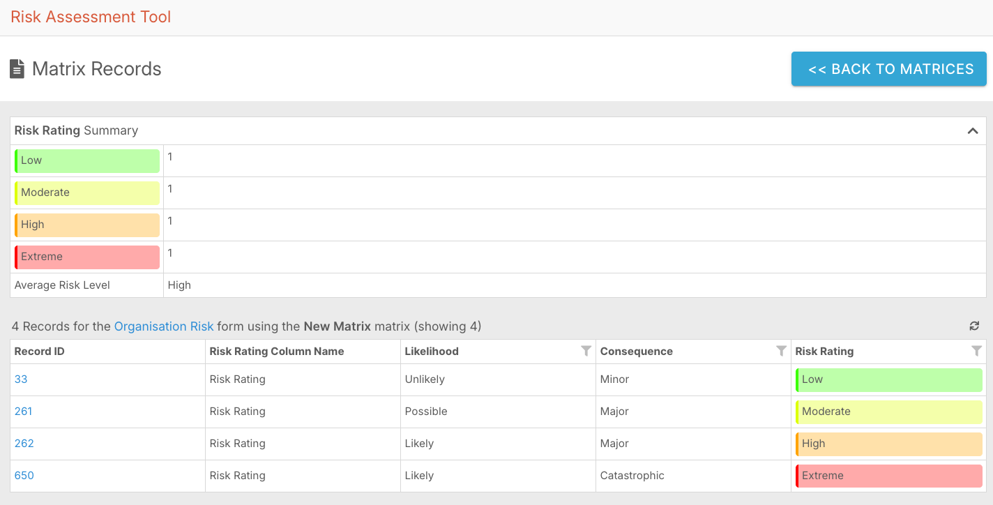How do I add a risk matrix to a Form? - Viewing Risk Ratings (2)
