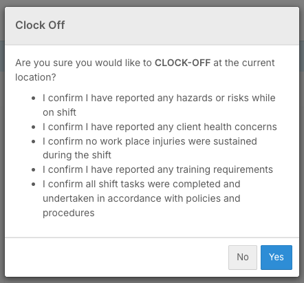 How do I clock on and off a shift in the mobile app? - Step 3: Clock Off