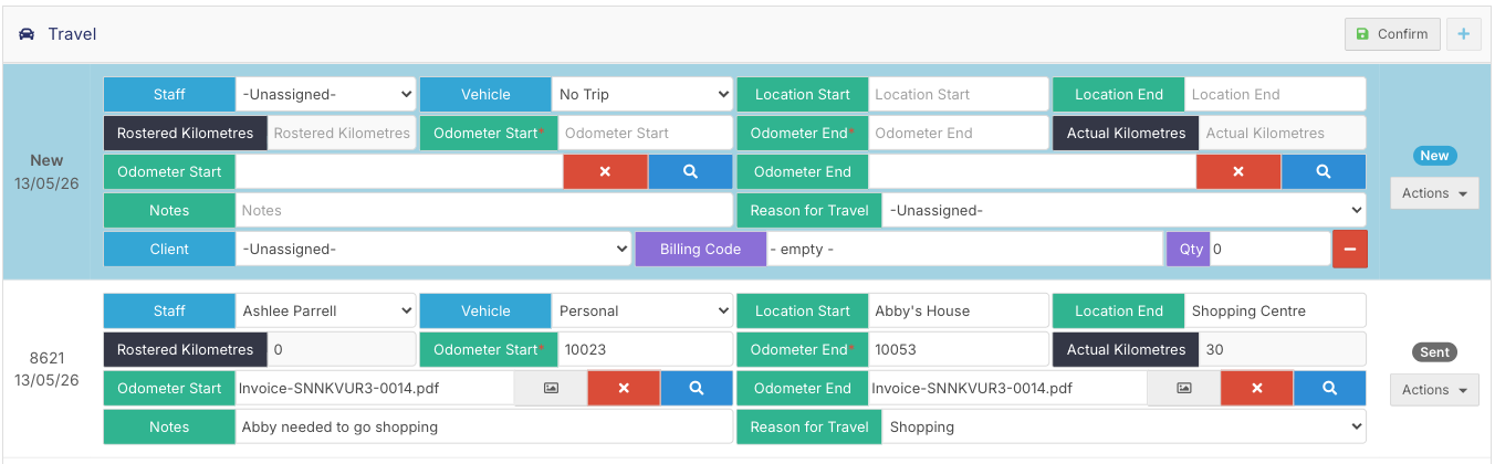 How do I clock on and off a shift in the mobile app? - Step 6: Add Travel/Transport