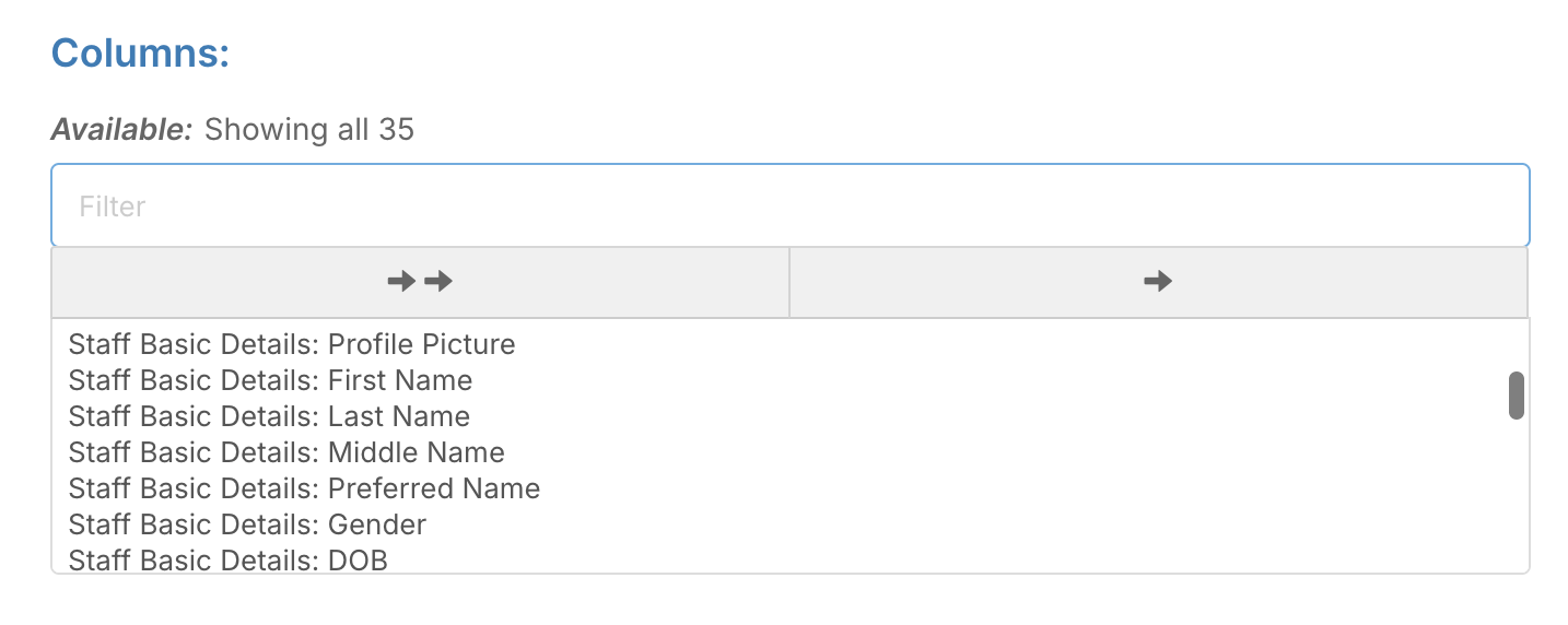 How do I create a report? - Step 6 - Select Columns
