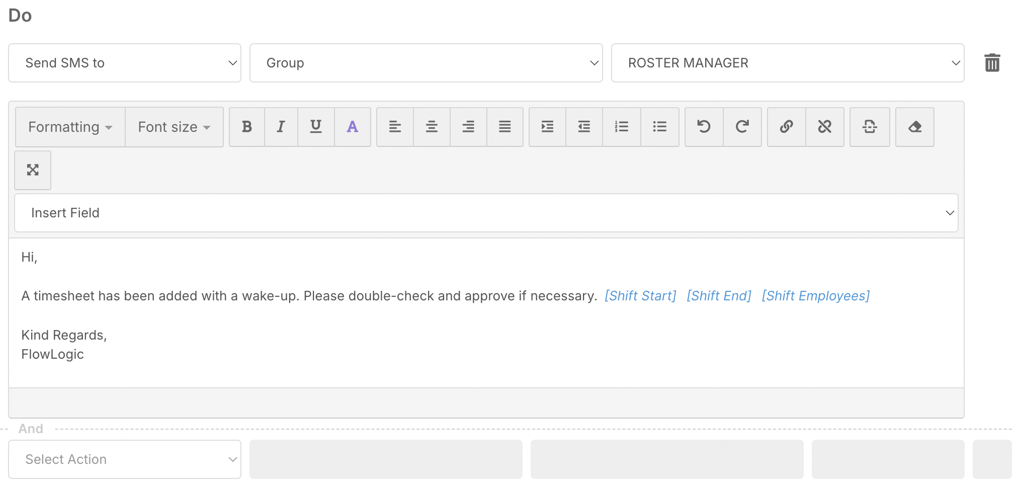How do I create a timesheet automation? - Configuring the Message