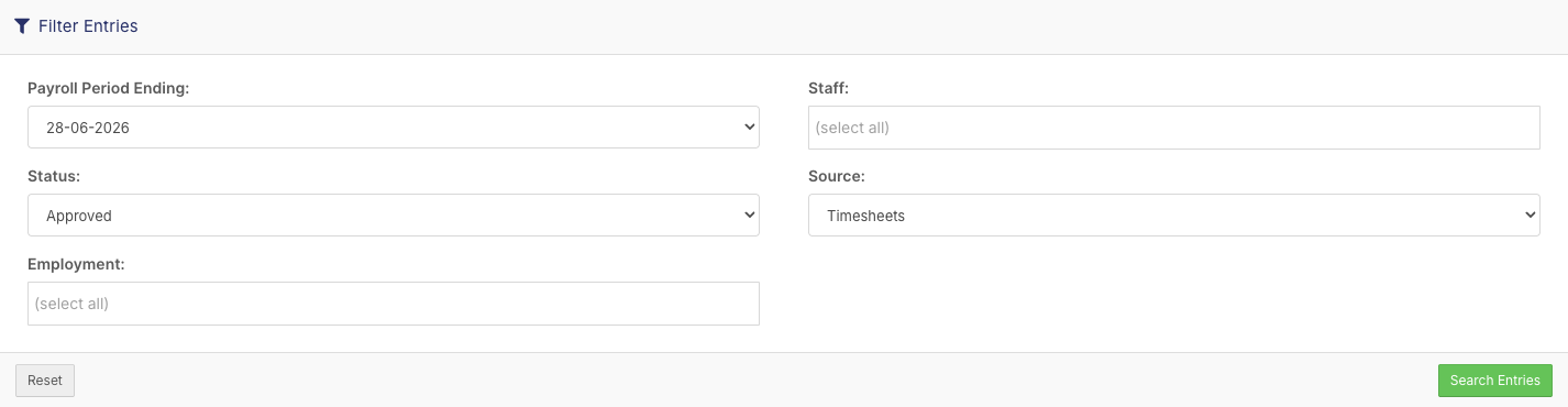How do I export payroll? - Filtering and Searching