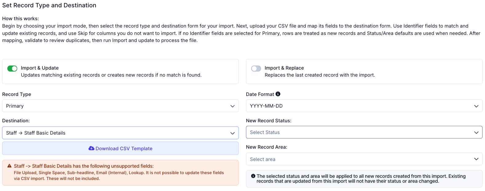 How do I import or update data in bulk? - Setting Up the Import
