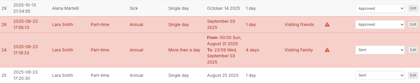 How do I manage and approve leave requests? - Leave Warnings and Conflicts
