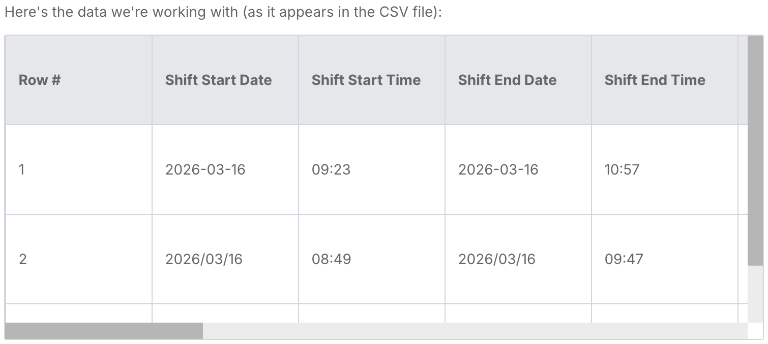 How do I import shifts from a CSV file? - Uploading the CSV File