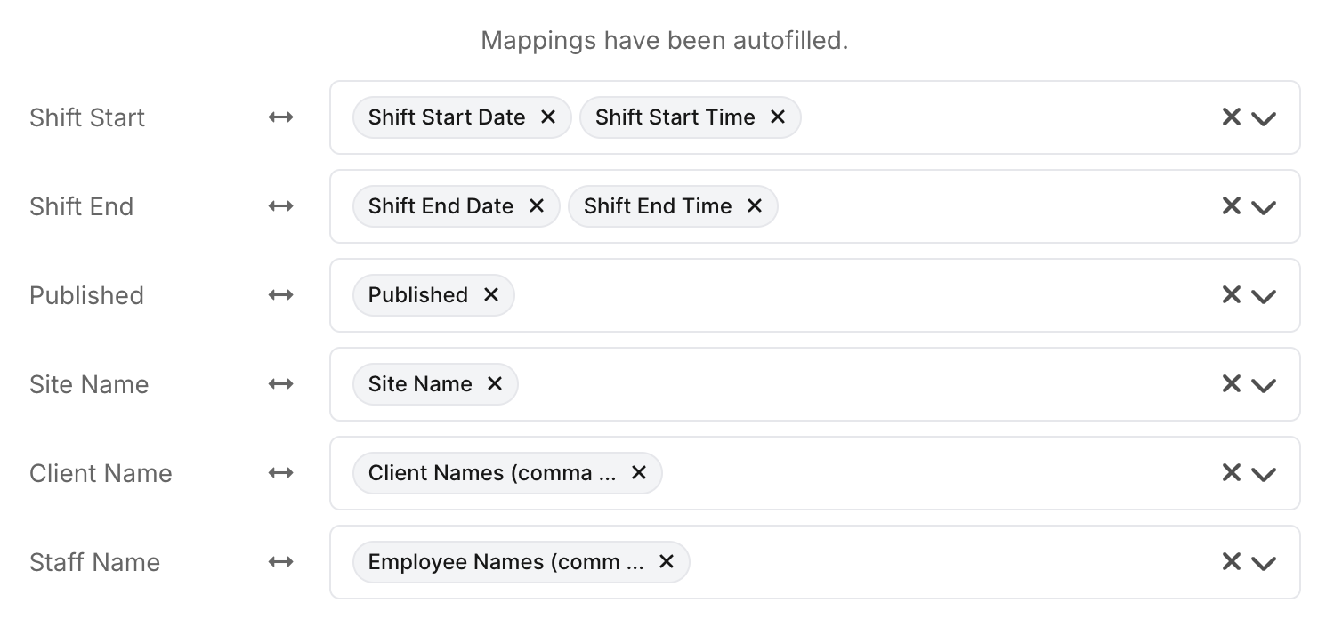 How do I import shifts from a CSV file? - Mapping CSV Fields