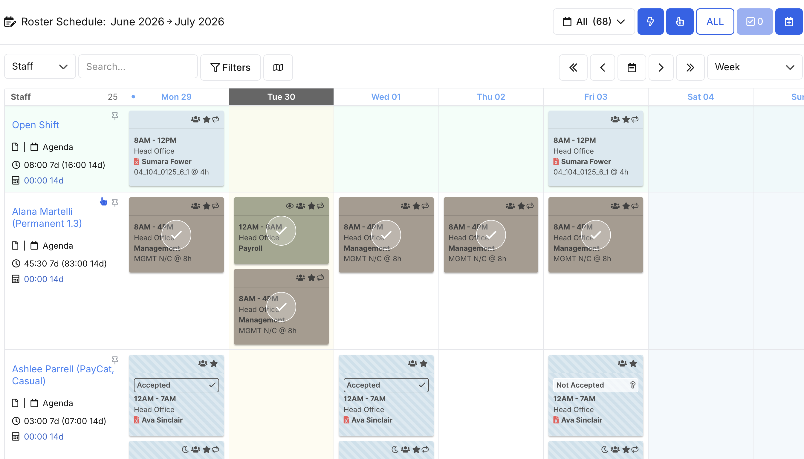 How do I send staff or clients a summary of their shifts? - Selecting Shifts