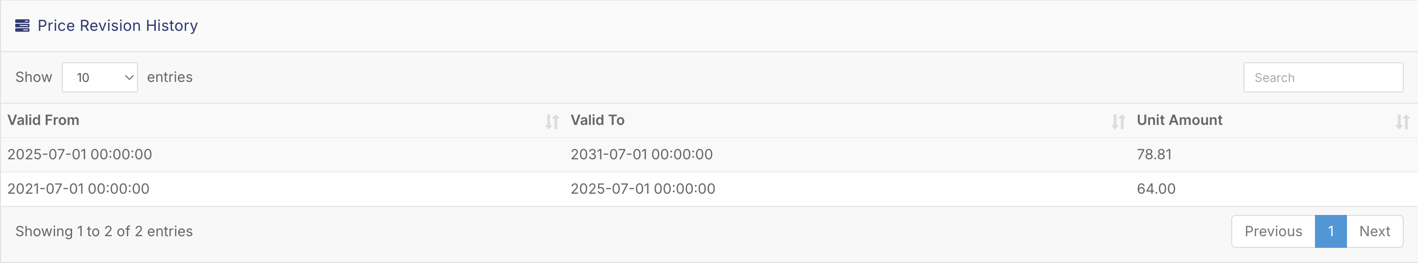 How do I create and manage service items? - Price Revision History