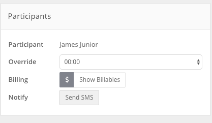 The SMS button in Roster Shift details