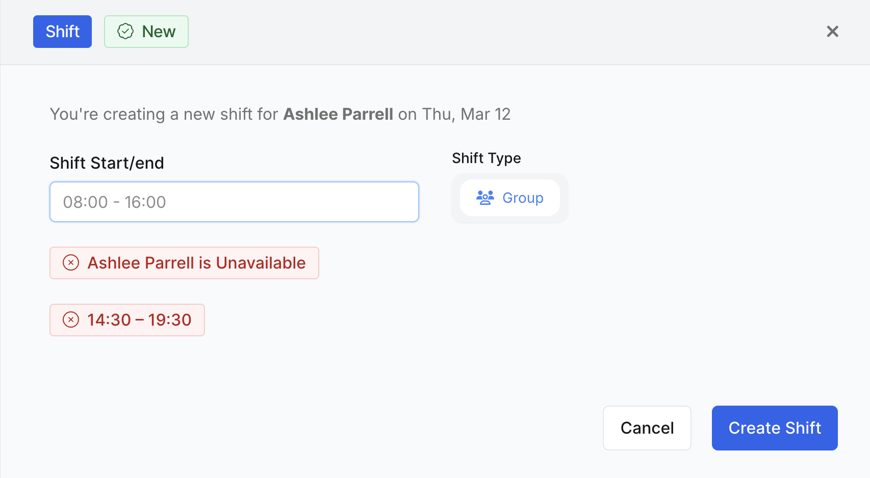How do I check staff availability when rostering? - Availability Warnings When Creating Shifts