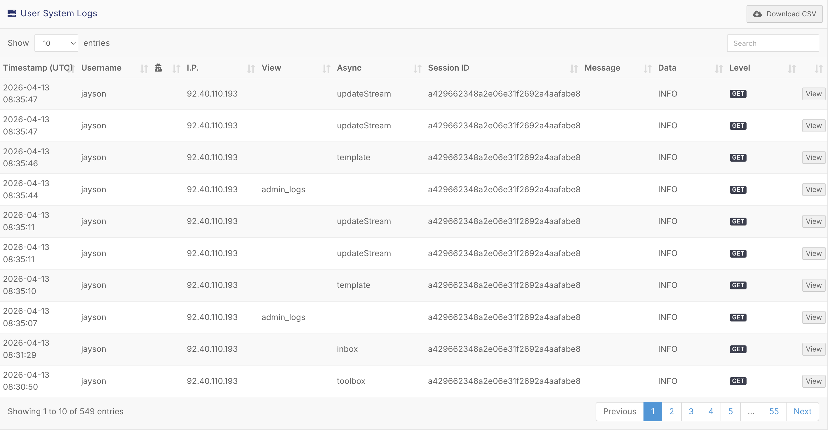How do I see what a user has done in FlowLogic? - These logs capture both simple actions (like viewing a page) and more complex interactions. Accessing User Logs (4)