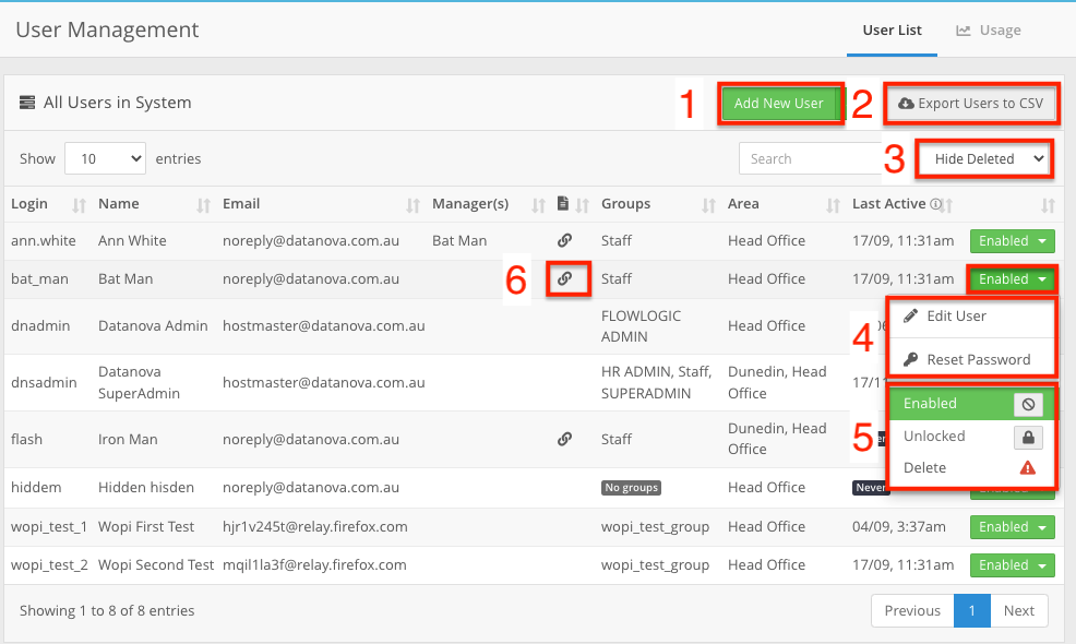 How do I view and edit a user's account in User Management? - User Management: