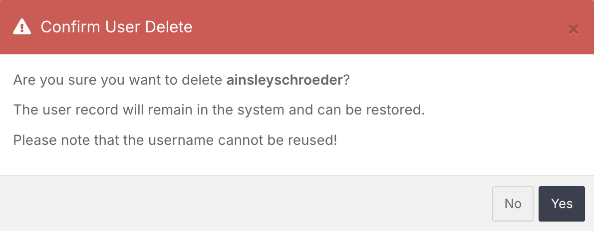 How do I create a new user and assign Groups and Areas? - Deleting a User (2)