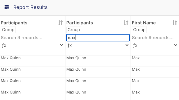 How do I filter, group and export report results? - Sorting and searching